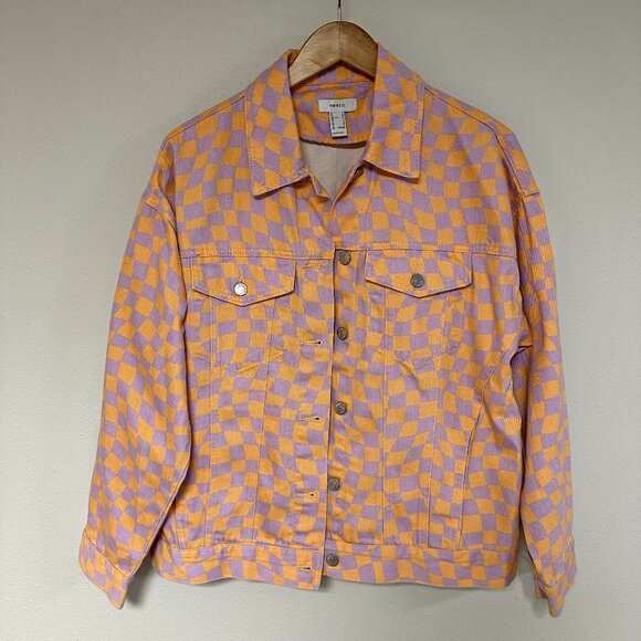 Oversized Checkered Denim Jacket - Picture 5 of 12